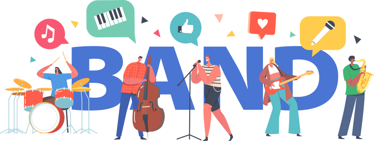 Musical band playing at a concert  Illustration