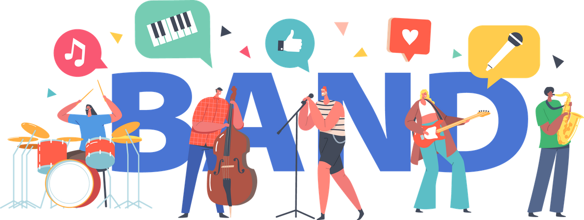 Musical band playing at a concert  Illustration
