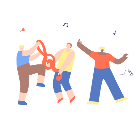 Musical band preparing for concert  Illustration