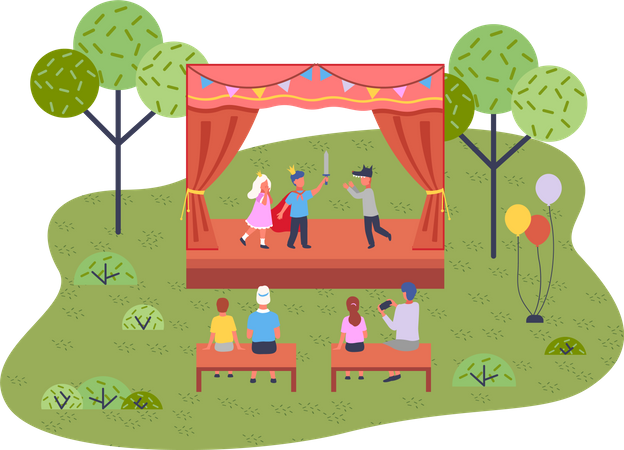 Musical concert in the garden  Illustration