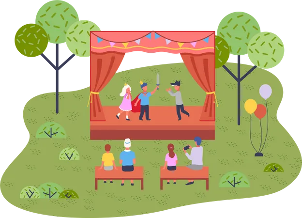 Musical concert in the garden  Illustration