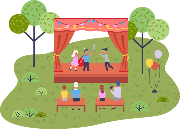 Musical concert in the garden  Illustration
