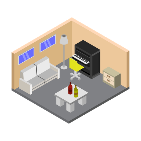 Musical instrument in room  Illustration