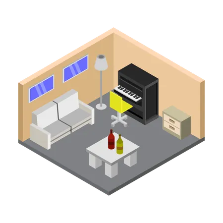 Musical instrument in room  Illustration