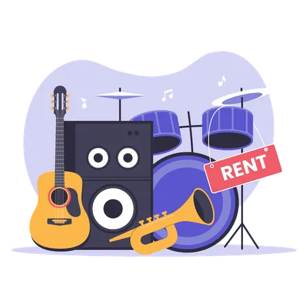 Musical Instrument Rental Service for Musicians and Events  Illustration