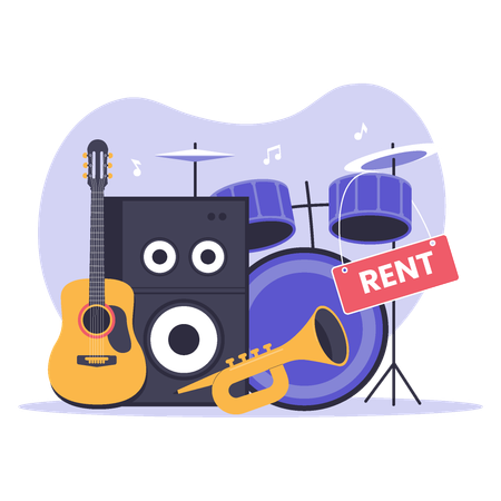Musical Instrument Rental Service for Musicians and Events  Illustration