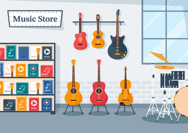 Musical Instruments Shop  Illustration