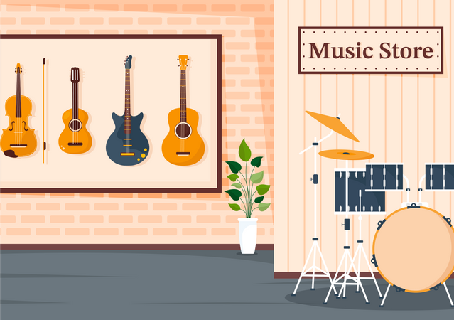 Musical Instruments Store Illustration