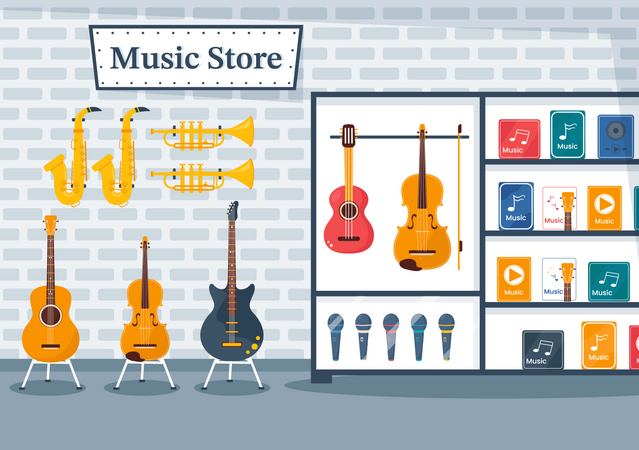 Musical Instruments Store Illustration