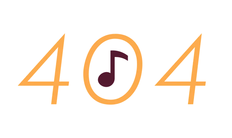 Musical note with error 404 flash message  Illustration