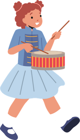 Musician girl playing drum Illustration