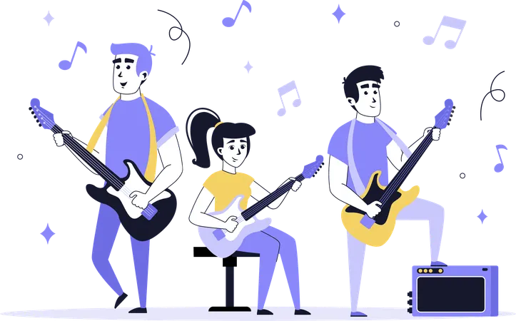 Musician group playing music  Illustration