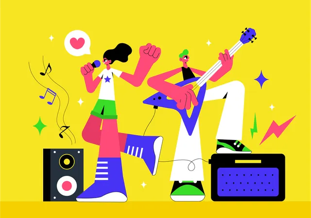 Musician Performing World Music Day  Illustration