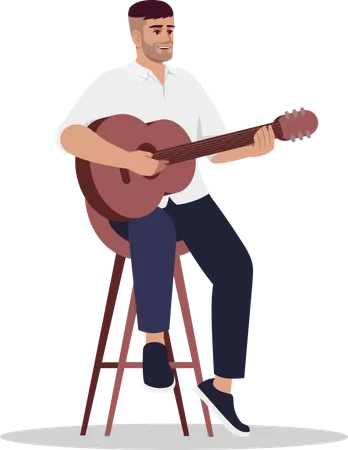 Musician play acoustic guitar Illustration