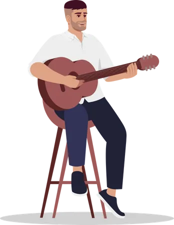 Musician play acoustic guitar  Illustration