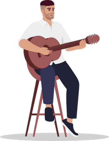 Musician play acoustic guitar  イラスト