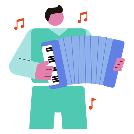 Musician playing Accordion instrument  Illustration