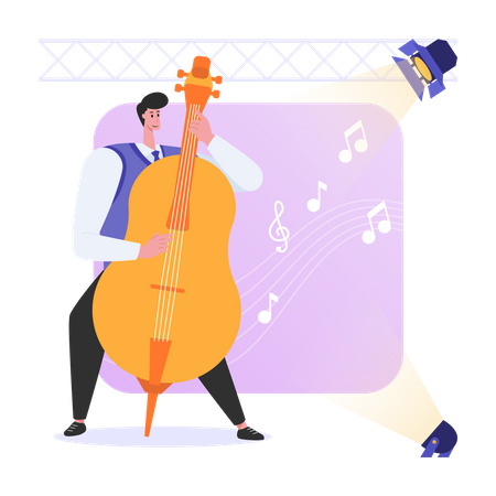 Musician Playing Cello With Fingers Illustration