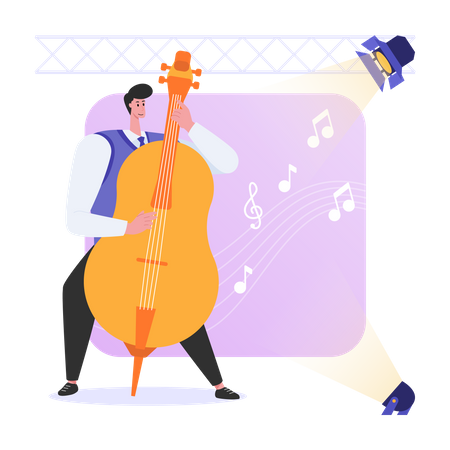 Musician Playing Cello With Fingers  Illustration