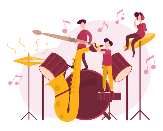 Musician playing musical instruments  Illustration