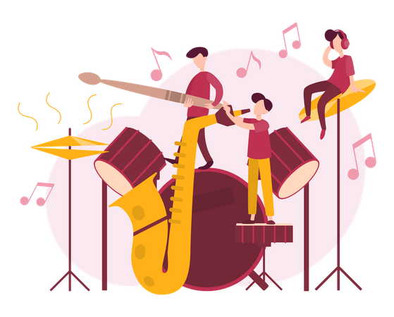 Musician playing musical instruments  Illustration