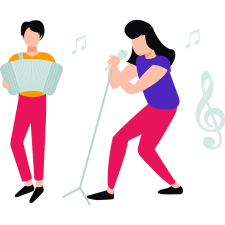 Musicians are playing at music concert  Illustration
