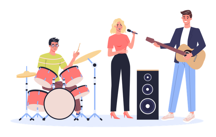 Musicians performing at a concert Illustration
