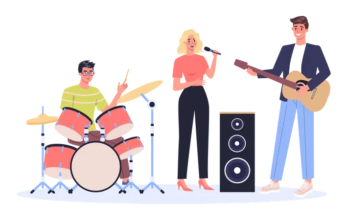 Musicians performing at a concert  Illustration