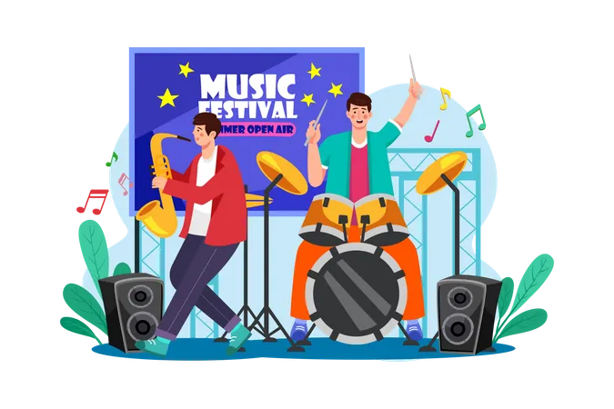 Musicians performing at concert  Illustration