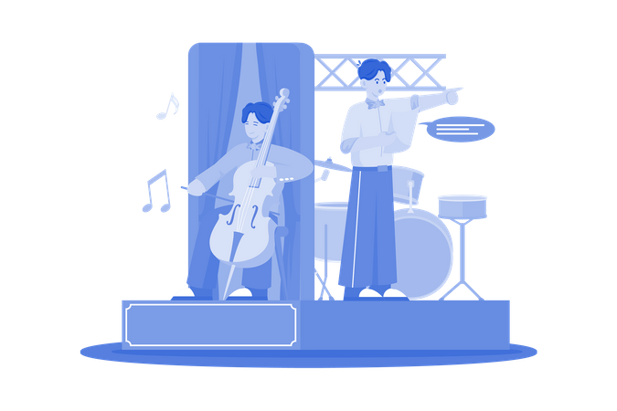 Musicians performing in band  Illustration