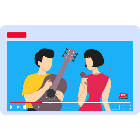 Garçon et fille musiciens en streaming en direct  Illustration