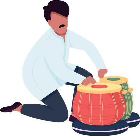 Un musicien indien joue du tambour tabla  Illustration
