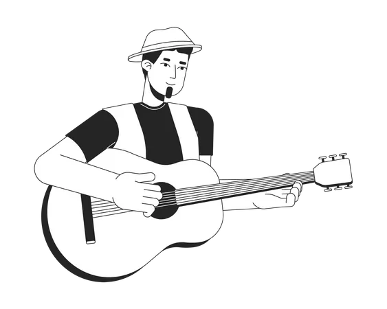 Musicien jouant de la guitare acoustique  Illustration