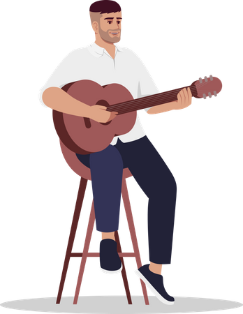 Un musicien joue de la guitare acoustique  Illustration