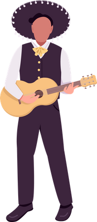 Musicien mexicain avec guitare  Illustration