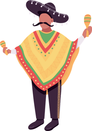 Musicien mexicain avec maracas  Illustration