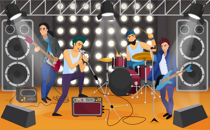 Musiciens faisant un concert  Illustration