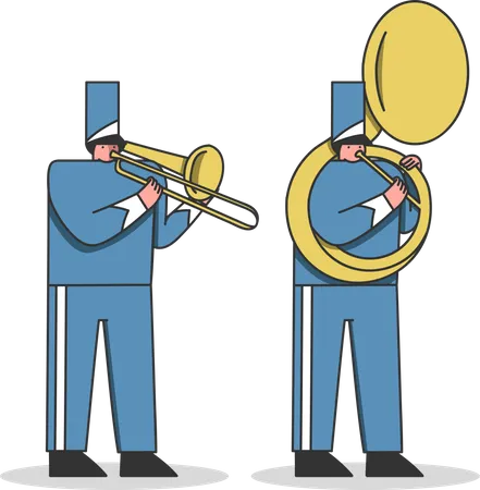 Musiciens jouant du trombone et de la trompette  Illustration