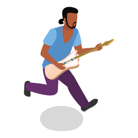 Músico de rock tocando violão  Illustration