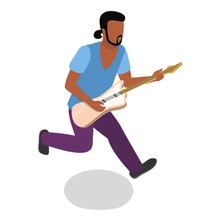 Músico de rock tocando violão  Illustration