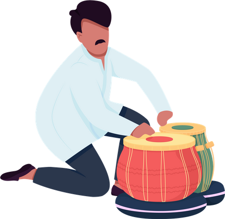 Músico indiano toca bateria tabla  Ilustração