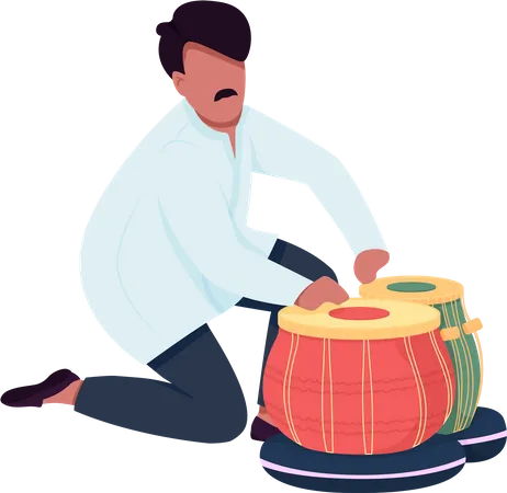 Músico indiano toca bateria tabla  Ilustração