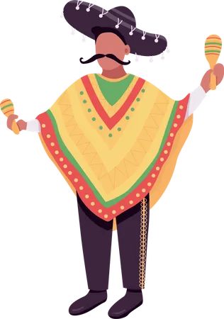 Músico mexicano com maracas  Ilustração