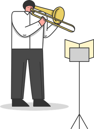Músico toca el trombón  Ilustración