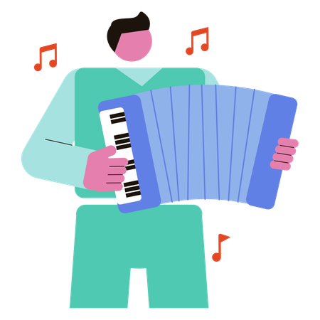 Músico tocando instrumento acordeão  Ilustração