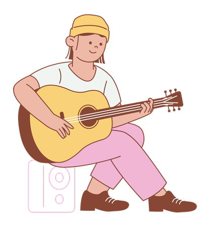 Músico tocando violão  Ilustração