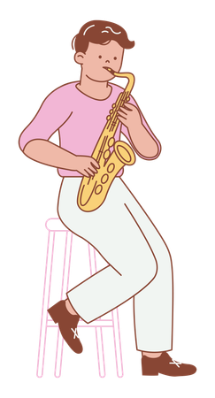 Músico tocando saxofone  Ilustração
