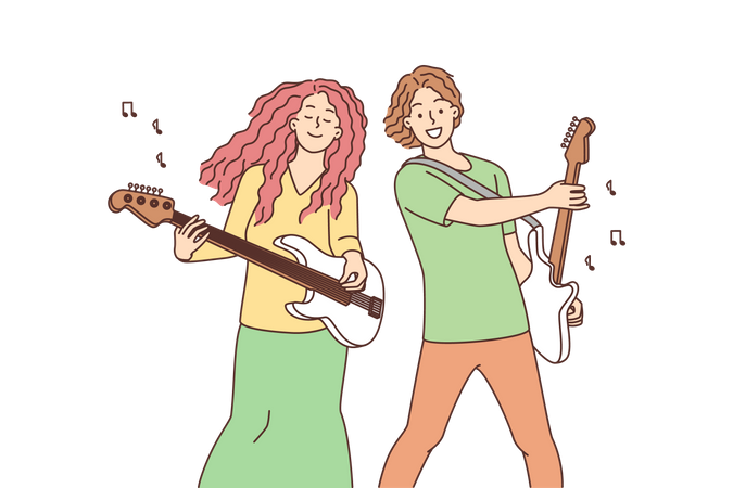 Músicos gostam de tocar violão  Illustration