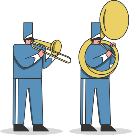 Músicos tocando trombone e trompete  Ilustração