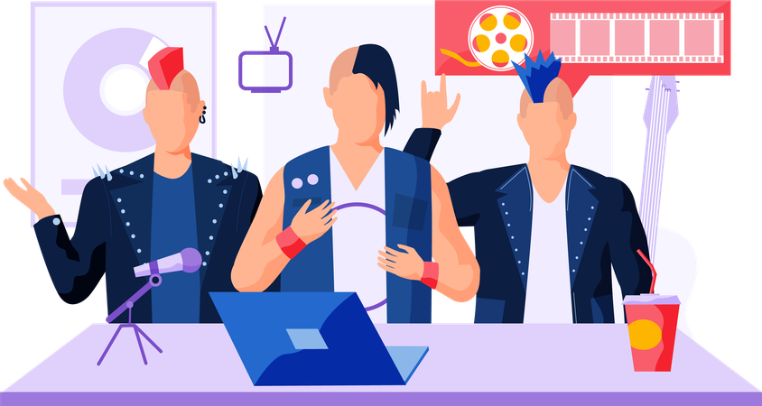 Musikgruppe nimmt den Titel auf und dreht das Video  Illustration